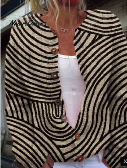 Autumn And Winter Floral Cardigan Round Neck Top