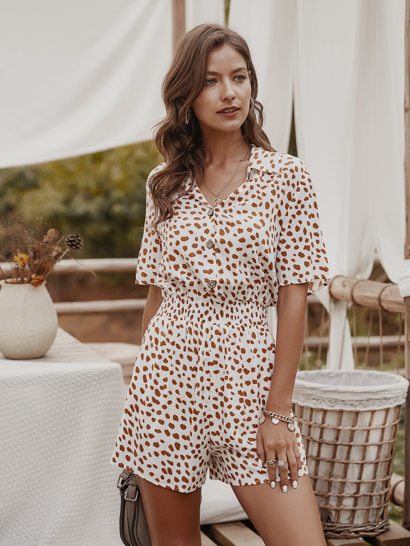 Small floral shirt jumpsuit