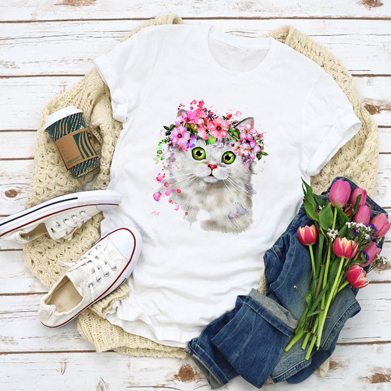 Floral print ladies short sleeve