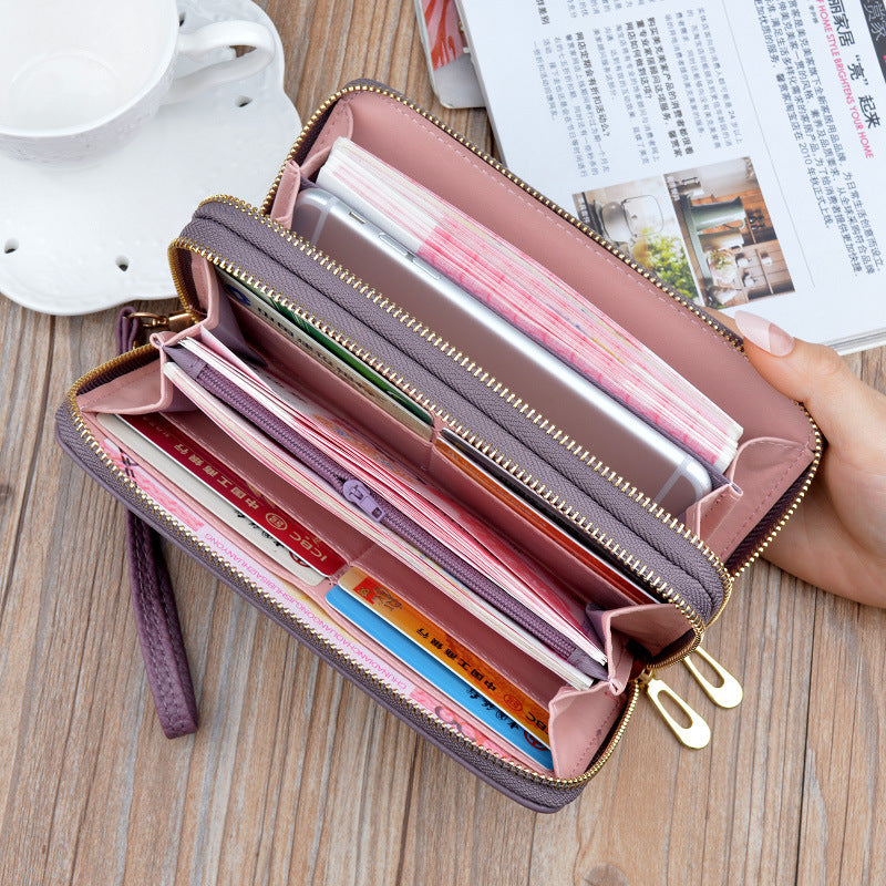 Double Zipper Clutch Purse Ladies Double-Layer Clutch