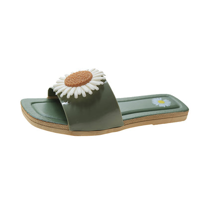 Beach Flower Sandals And Slippers Women Go Out In Summer To Wear Fashion Small Wrinkle Chrysanthemum Ins Tide Summer Sandals