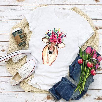 Floral print ladies short sleeve