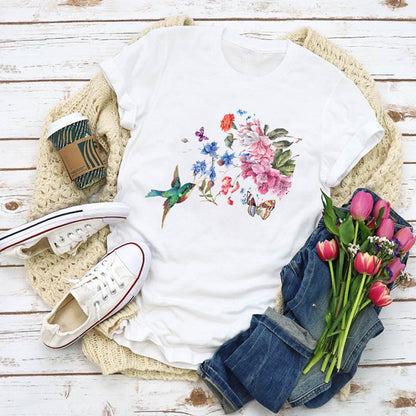 Floral print ladies short sleeve