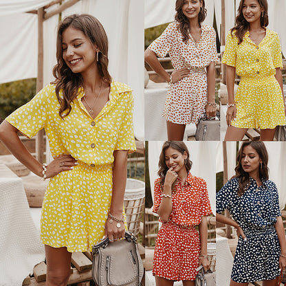 Small floral shirt jumpsuit