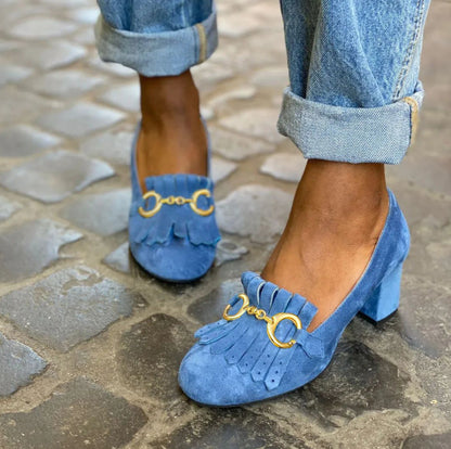 Suede Women's Spring And Autumn Round Toe Large Size Women's Shoes