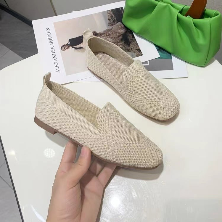 Women's Low-cut Square Toe Flat Bottom Sneaker