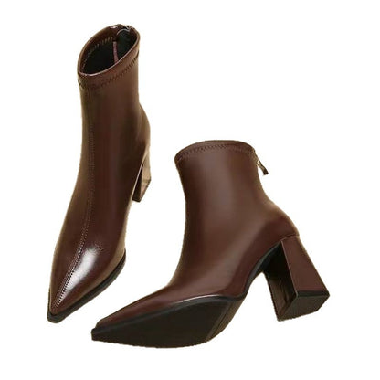 Women's New Casual Simple Graceful High Heel Martin Boots