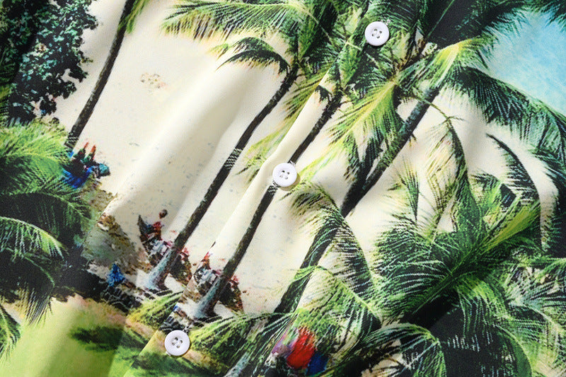 3D Beach Print Casual Short-Sleeved Shirt