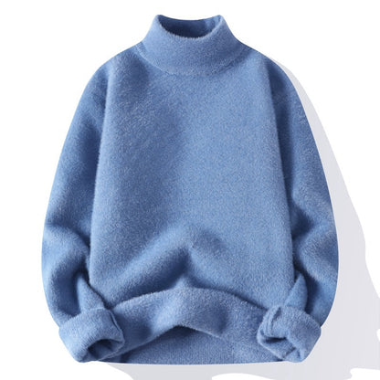 Men's Half Turtleneck Sweater Winter Solid Color Warm