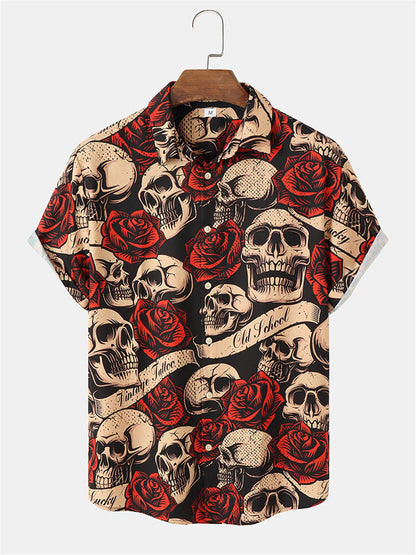 Summer Casual 3D Skull Men's Hawaiian Shirt