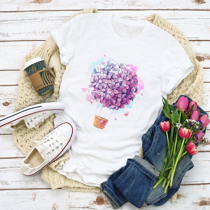 Floral print ladies short sleeve