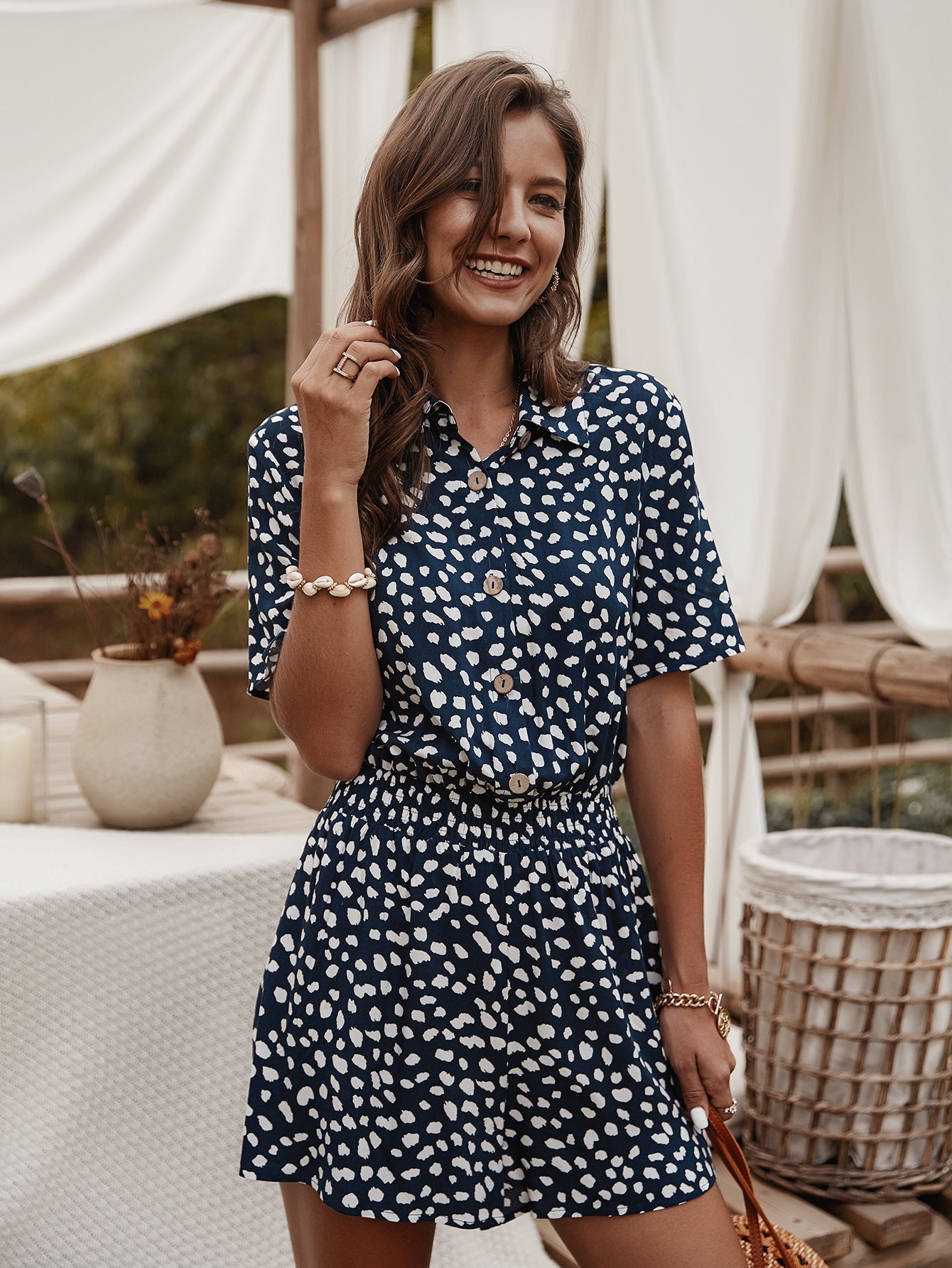 Small floral shirt jumpsuit