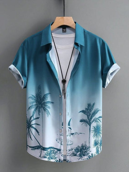 Men's Shirt Hot Sale In Hot-selling Floral-print Hawaiian Beach Degrees
