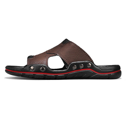 Non-slip Deodorant Men's Sandals Genuine Leather Outdoor Flip Flops