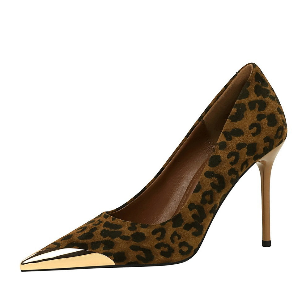 Women's Stiletto Suede Pointed Leopard-print High Heels