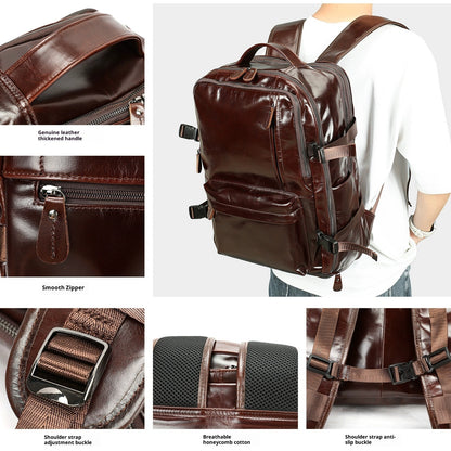 Large Capacity Texture Leather Backpack