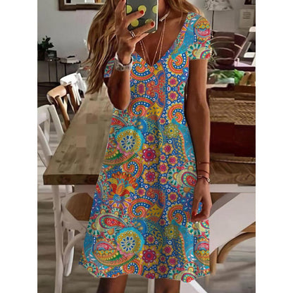 Women's Casual 3D Floral Printed V-neck Casual Dress