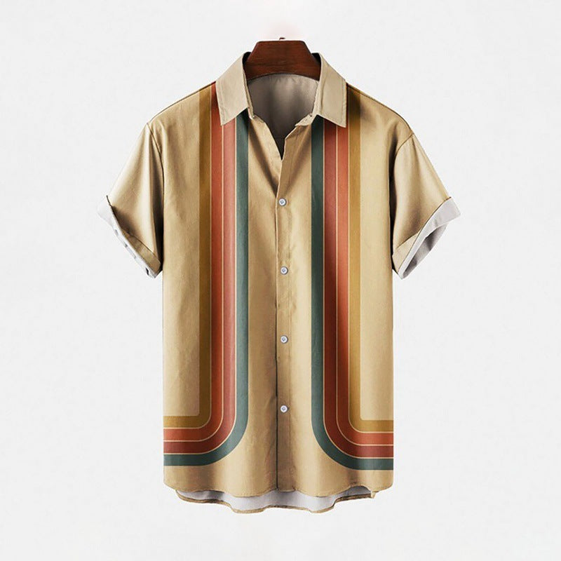 European And American 3D Digital Printing Shirt Hawaiian Casual