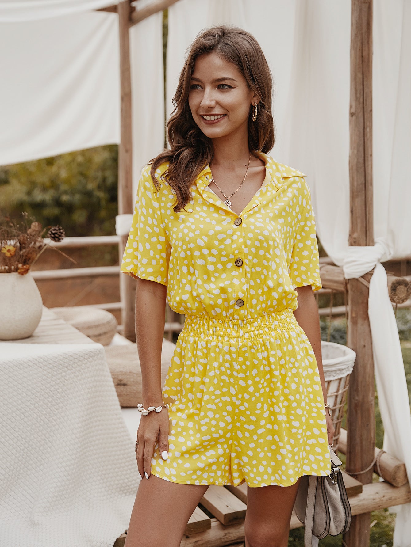 Small floral shirt jumpsuit