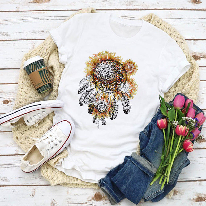 Floral print ladies short sleeve