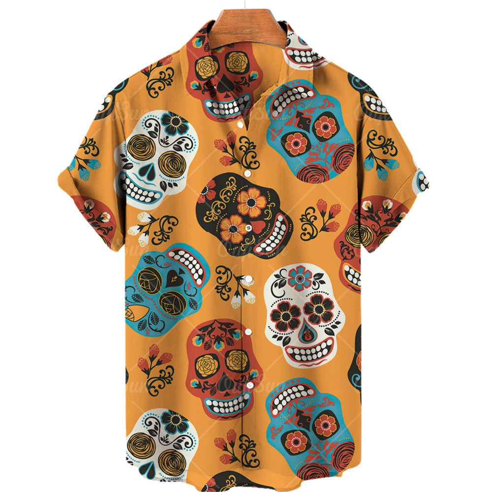 Summer Casual 3D Skull Men's Hawaiian Shirt