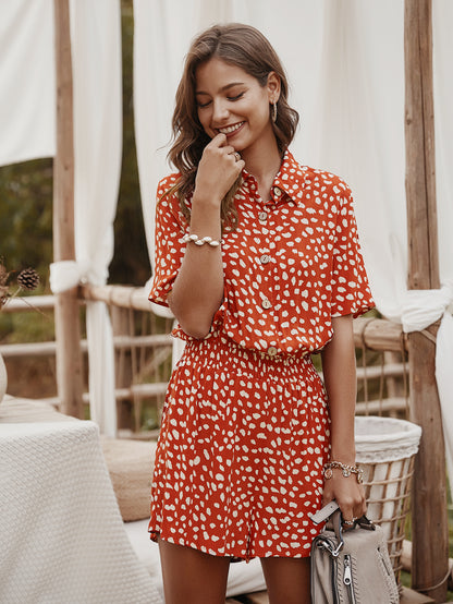 Small floral shirt jumpsuit