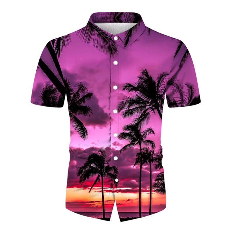 European And American 3D Digital Printing Shirt Hawaiian Casual