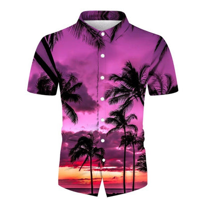 European And American 3D Digital Printing Shirt Hawaiian Casual