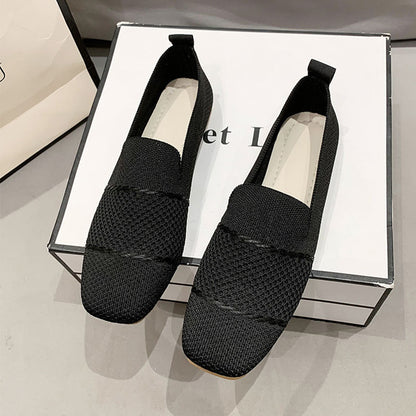 Breathable Flyknit Casual Women's Flat Shoes