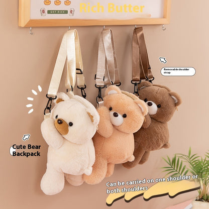 Cartoon Bear Lying Bag Plush Doll Crossbody Bag