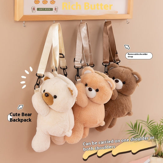 Cartoon Bear Lying Bag Plush Doll Crossbody Bag