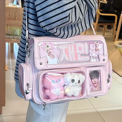 Hidden Light Plate Shoulder Cartoon Backpack Amusement Park Cartoon Backpack Crossbody Bag