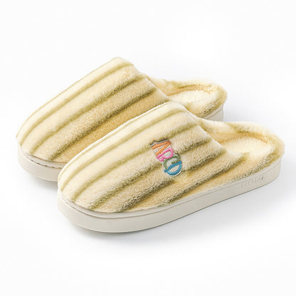 Colorful Vertical Terms Plush Soft Cotton Slippers