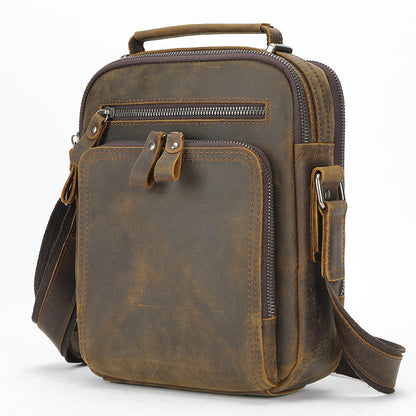 Genuine Leather Shoulder Messenger Bag Vintage Crazy Horse