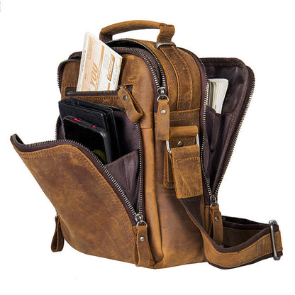 Genuine Leather Shoulder Messenger Bag Vintage Crazy Horse