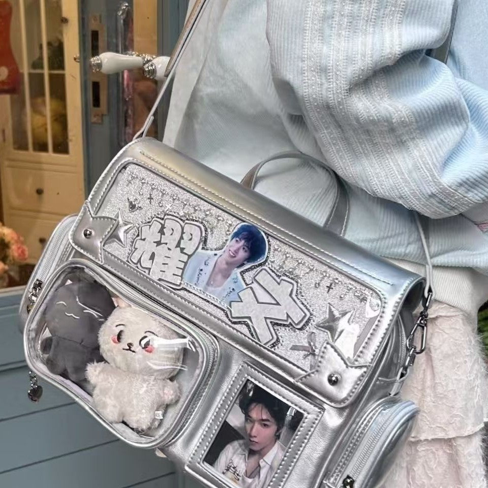 Hidden Light Plate Shoulder Cartoon Backpack Amusement Park Cartoon Backpack Crossbody Bag