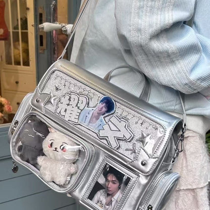 Hidden Light Plate Shoulder Cartoon Backpack Amusement Park Cartoon Backpack Crossbody Bag